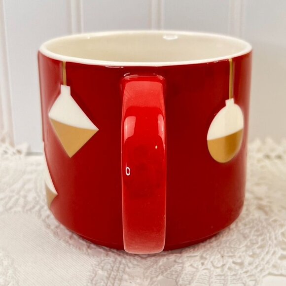 Starbucks 2012 Christmas Holiday Mug 12 oz Bone China Red Ornament Design - Picture 3 of 8